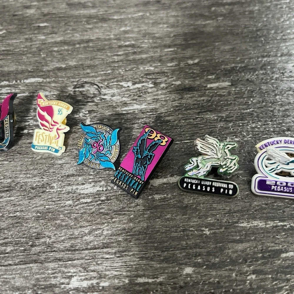 Lot of (14) 1990-2001 FULL SET Kentucky Derby Festival Pegasus Pins 3 1997 Anniv